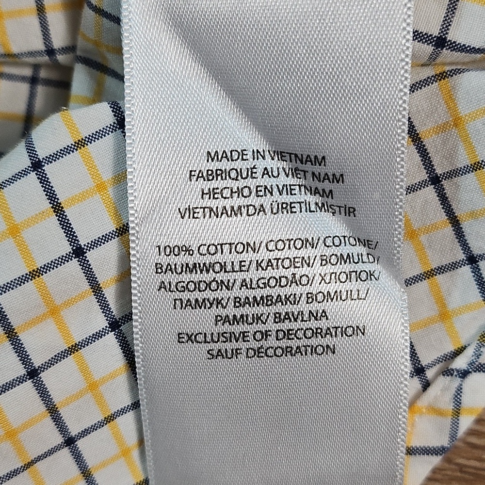 Ralph Lauren 100% Cotton Yellow Navy Check Plaid Long Sleeve Button Down Shirt - Picture 11 of 14